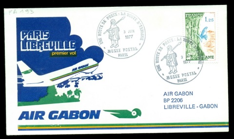 French Guyana 1977 Paris-Libreville First Flight Cover