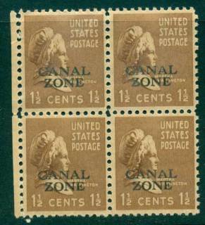 Canal-Zone-1939-1-1-2c-Prexie-Opt-Block-4-MUH-lot23297