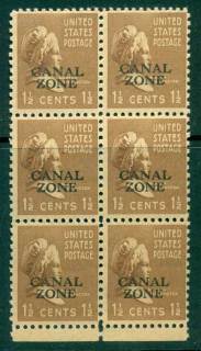 Canal-Zone-1939-1-1-2c-Prexie-Opt-Block-6-MUH-lot23298