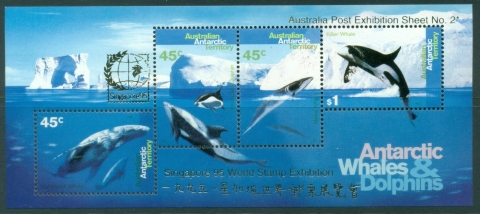 AAT-1995-Whales-and-Dolphins-MS-Opt-Singapore-World-Stamp-Expedition-MUH