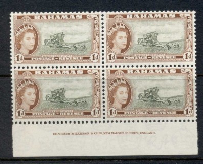 Bahamas-1953-QEII-Pictorial-Imprint-blk4-1d-MLH