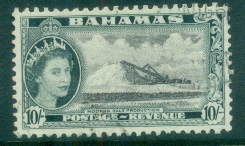 Bahamas-1954-QEII-10-Salt-Production-FU-lot79246