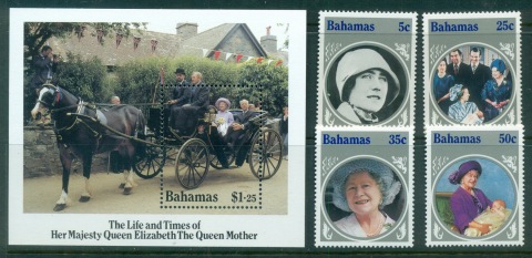 Bahamas-1985-Queen-Mother-85th-Birthday-MS-MUH