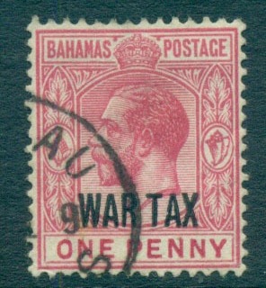 Bahamas-1918-KGV-Portrait-1d-carmine-war-tax-Opt