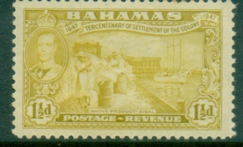 Bahamas-1948-KGVI-Pictorial-Tercentenary-of-Settlement-0f-Colony-1½d-Sisal-Production