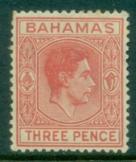 Bahamas-1951-52-KGVI-Pictorial-3d-rose-red