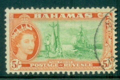 Bahamas-1954-QEII-Pictorial-5d-Tuna-Fishing
