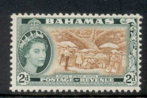 Bahamas-1964-QEII-Pictorial-2d-Native-Straw-Work-Wmk-Block-CA