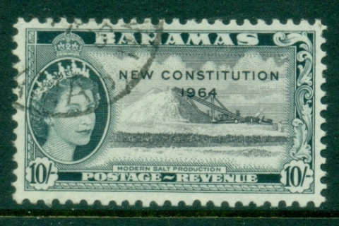 Bahamas-1964-QEII-Pictorial-10/-Modern-Salt-Production-Opt-New-Constitution