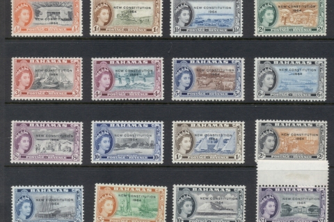 Bahamas-1964-QEII-Pictorials-Opt-New-Constitution