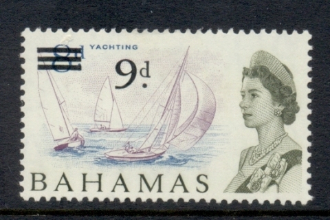 Bahamas-1965-QEII-Pictorial-9d-on-8d-Yachting-Surch