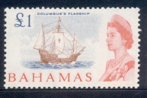 Bahamas-1965-QEII-Pictorial-£1-Columbus's-Flagship