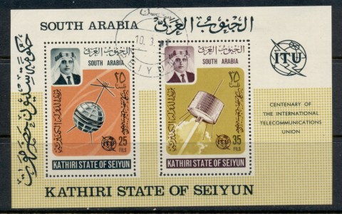 Aden-Kathiri-State-of-Seiyun-1966-MiMS1A-ITU-100th-Anniversary-MS-CTO