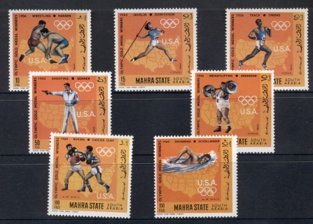 Aden-Mahra-State-1968-Mi115-121-USA-Olympic-Champions-MUH