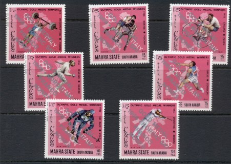 Aden-Mahra-State-1968-Mi139-145-Winter-Olympics-Grenoble-Opt-Franco-Nones-Italy-MLH