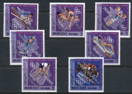 Aden-Mahra-State-1968-Mi139-145-Winter-Olympics-Grenoble-Opt-Killy-Goitschel-France-MUH