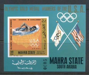 Aden-Mahra-State-1968-MiMS13b-USA-Olympic-Champions-MS-IMPERF-MLH