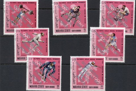 Aden-Mahra-State-1968-Mi139-145-Winter-Olympics-Grenoble-Opt-Franco-Nones-Italy-MLH