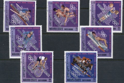 Aden-Mahra-State-1968-Mi139-145-Winter-Olympics-Grenoble-Opt-Killy-Goitschel-France-MUH
