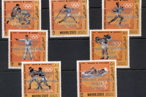 Aden-Mahra-State-1968-Mi147-153-Winter-Olympics-Grenoble-Opt-Peggy-Fleming-USA-MUH