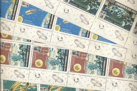 Aden-Quaiti-State-in-Hadhramaut-1967-Mi115-121-Programmes-Projects-in-Lunar-Space-Research-sheets-folded-MUH