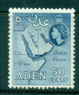 Aden-1953-59-Map-50c-deep-blue-Perf-12-MLH-lot71337