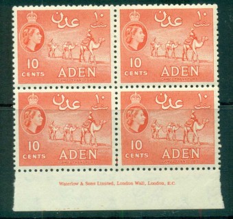 Aden-1953-59-Camel-Transport-10c-vermillion-Perf-12x13.5-Imp.-Blk-4-MUH-lot71306