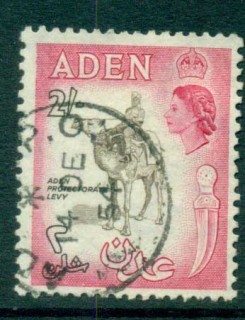 Aden-1953-59-Camel-rider-Aden-Protectorate-Levy-2-carmine-rose-sepia-FU-lot71356