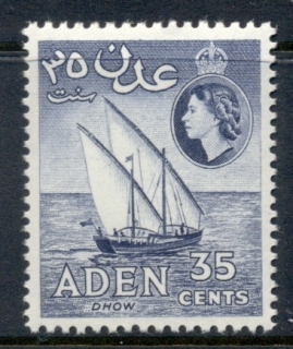 Aden-1953-59-QEII-Pictorial-35c-Dhow-deep-blue-Perf-12x13-5-MUH