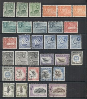 Aden-1953-59-QEII-Pictorials-Assorted-inc-Shades-perfs-MLH-FU