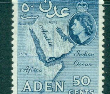 Aden-1953-59-QEII-Pictorial-50c-Map-deep-blue-Perf-12