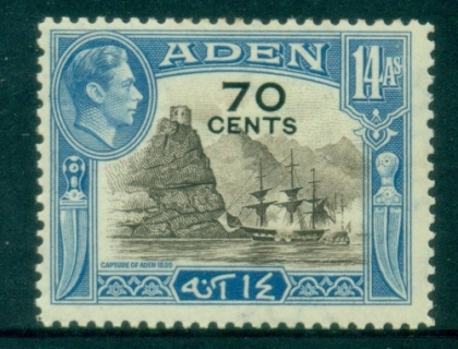 Aden-1951-KGVI-Pictorial-70c-on-14a-Capture-of-Aden