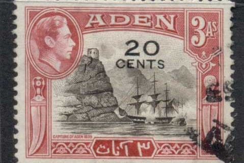 Aden-1951-KGVI-Pictorial-20c-on-3As-Capture-of-Aden