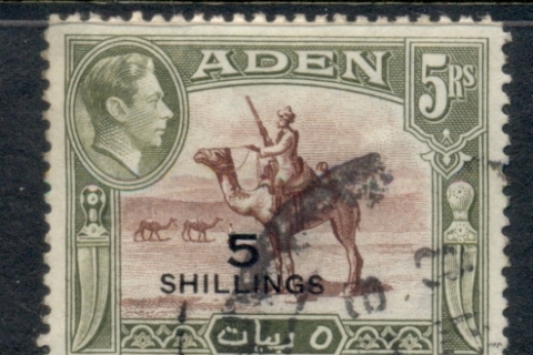 Aden-1951-KGVI-Pictorial-5sh-on-5Rs-Camel-Rider