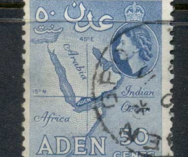Aden-1953-59-QEII-Pictorial-50c-Map-blue-Perf-12