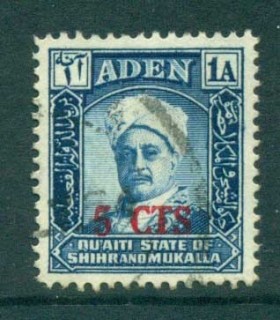 Aden-Quaiti-State-of-Shihr-Mukalla-1951-2c-on-1A-Surch-FU-lot71411