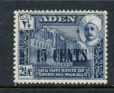 Aden-Quaiti-State-of-Shihr-Mukalla-1951-Surcharges-15c-MLH