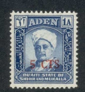 Aden-Quaiti-State-of-Shihr-Mukalla-1951-Surcharges-5c-MLH