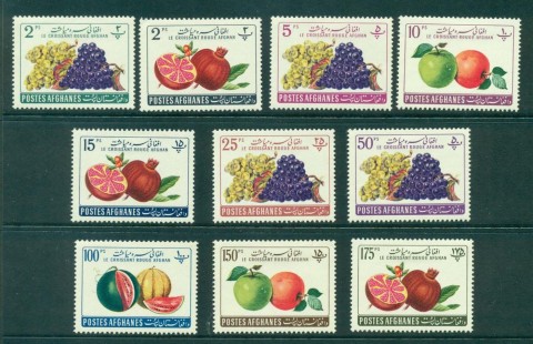 Afghanistan-1961-Pictorials-Fruits-10-MLH-lot30898