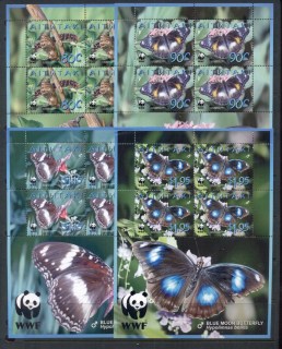 Aitutaki-2008 WWF Blue Moon Butterfly 4xMS