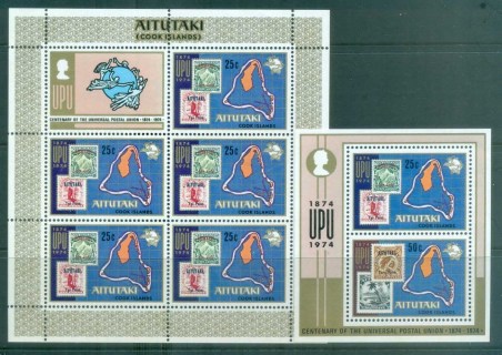 Aitutaki-1974-Centenary-of-UPU-2x-MS-MUH-lot76391