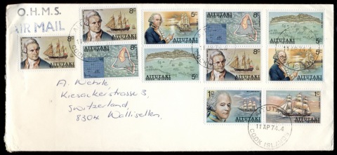 Aitutaki-1974-Explorers-Capt-Cook-FDC