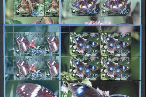Aitutaki-2008 WWF Blue Moon Butterfly 4xMS