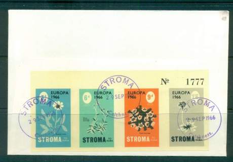 Stroma 1966 (29 Sept) Europa 4v MS off white paper Imperf FDC