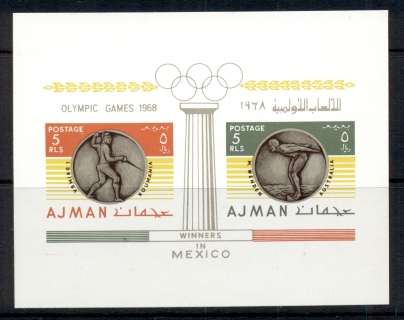 Ajman 1968 Mi#MS75B Summer Olympics Mexico Winners MS