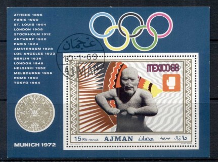 Ajman 1969Mi#MS98A Famous Athletes, Boxing Olympics MS