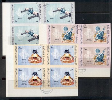Ajman 1969 Mi#466-468 First Manned Landing on the Moon (II) IMPERF blk4
