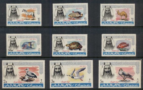 Ajman 1965 Mi#63-71 Definitives, Indigenous Fauna, Airmail