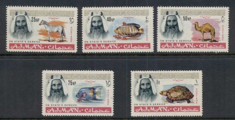 Ajman 1965 Mi#O1-O5 Sheikh Rashid Bin Humaid Al Nuaimi III & Wildlife On State Service Airmail