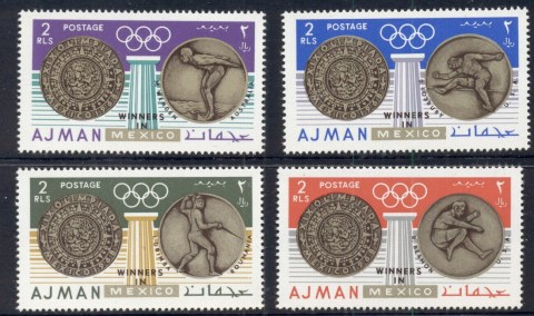 Ajman 1968 Mi#341-344 Summer Olympics Gold Medallists 2r (4v, no airs)
